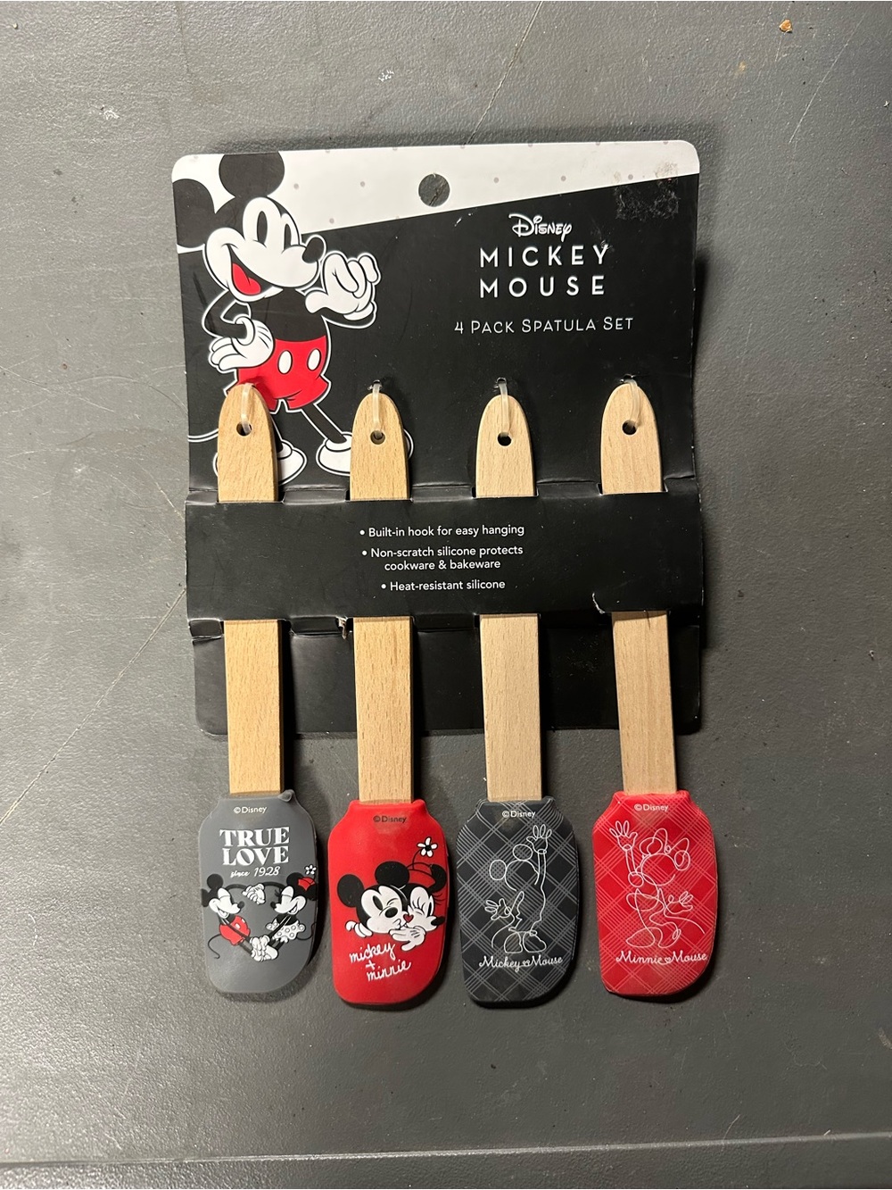 Disney Mickey & Minnie 4-Pack Silicone Spatula Set - Red & Gray